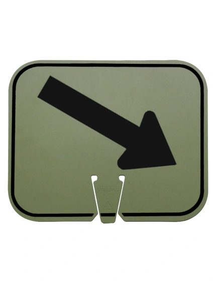 down right arrow clip on sign non reflective horizontal olive drab