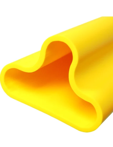 42\" Yellow Clover-Leaf Urethane Delineator Post, Surface Mount Base, 2 Ref Stripe, two Bundy Pad