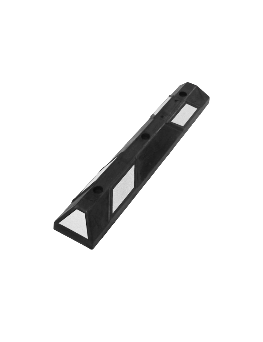 3\u0027 Economy Black \u0026 White Rubber Parking Block w/Three 8\" Lag Bolt \u0026 Anchors