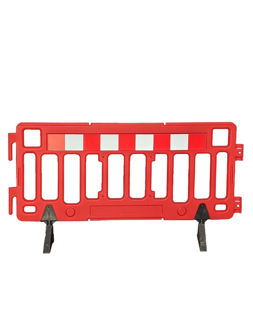 76\" Red Economy Interlocking Pedestrian Fence with red-white reflective tape with Single Color Graphic
