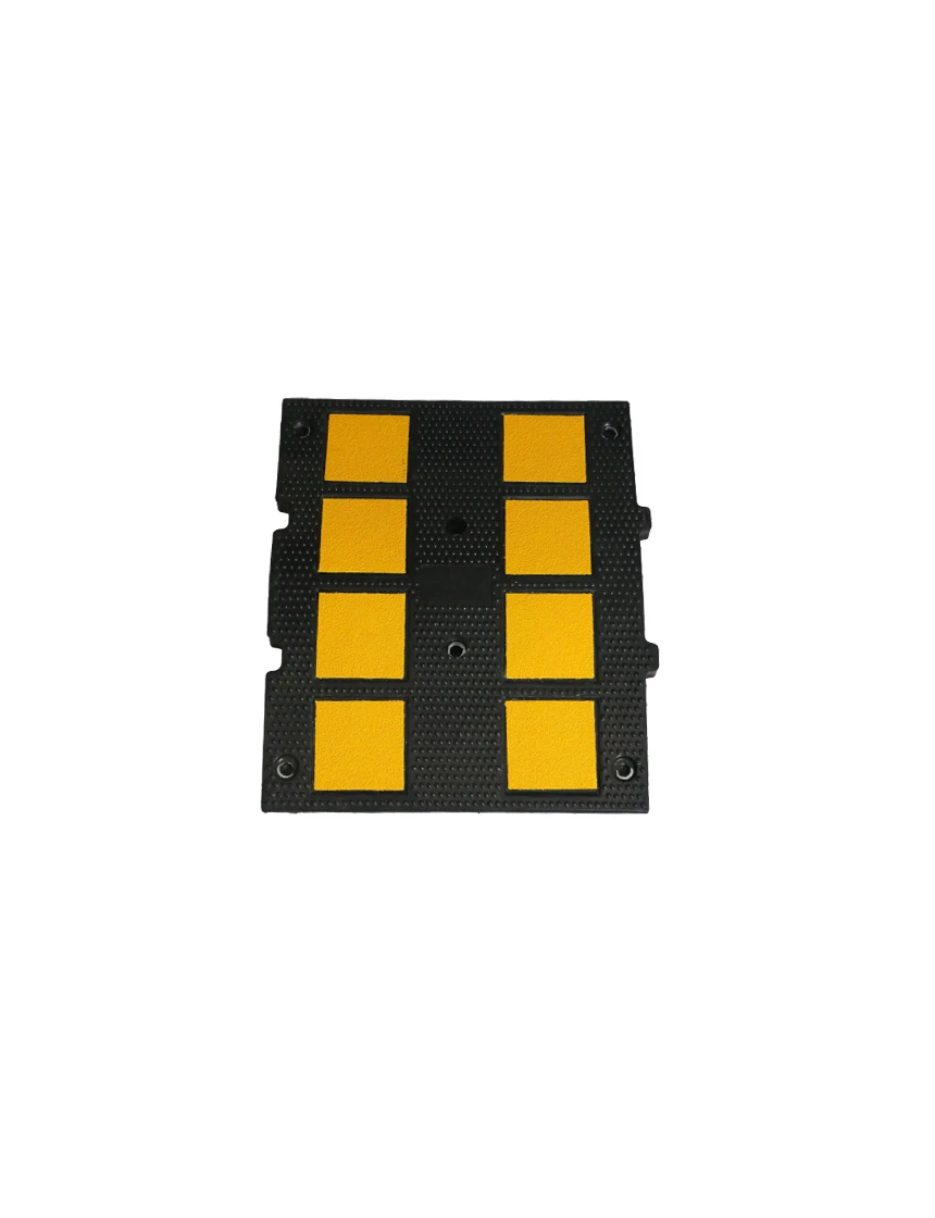 Mini Recycled Rubber Speed Hump Section, 24\" L X 20\" W X 2\" T w/18\" Galvanized Spikes