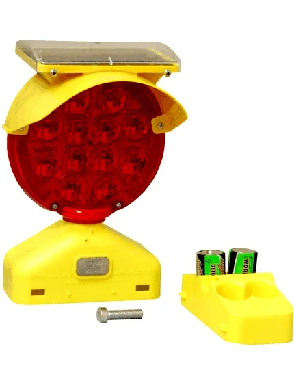 Economy Solar Assist Type B Flasher, Red with two D-Cell Batteries