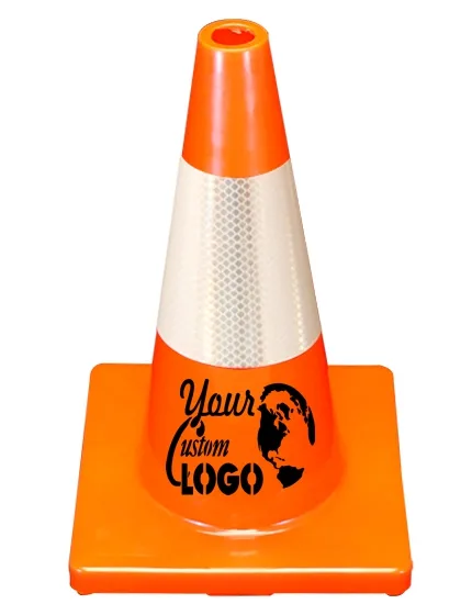 Orange 18\" Economy Cone w/ 6\" Reflective Collar w/ Full Color Graphic