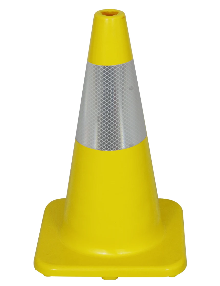 Solid Yellow, 18\" Economy Cone w/ 6\" Reflective Collar
