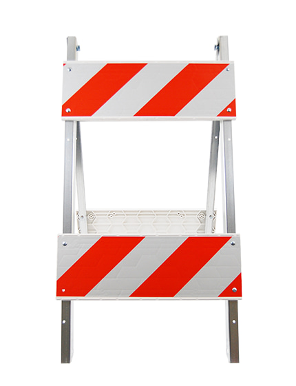 Economy+ MUTCD Type II Barricade w/ Steel Legs, Plastic Panels \u0026 EG Reflective Sheeting | Single Color Graphic