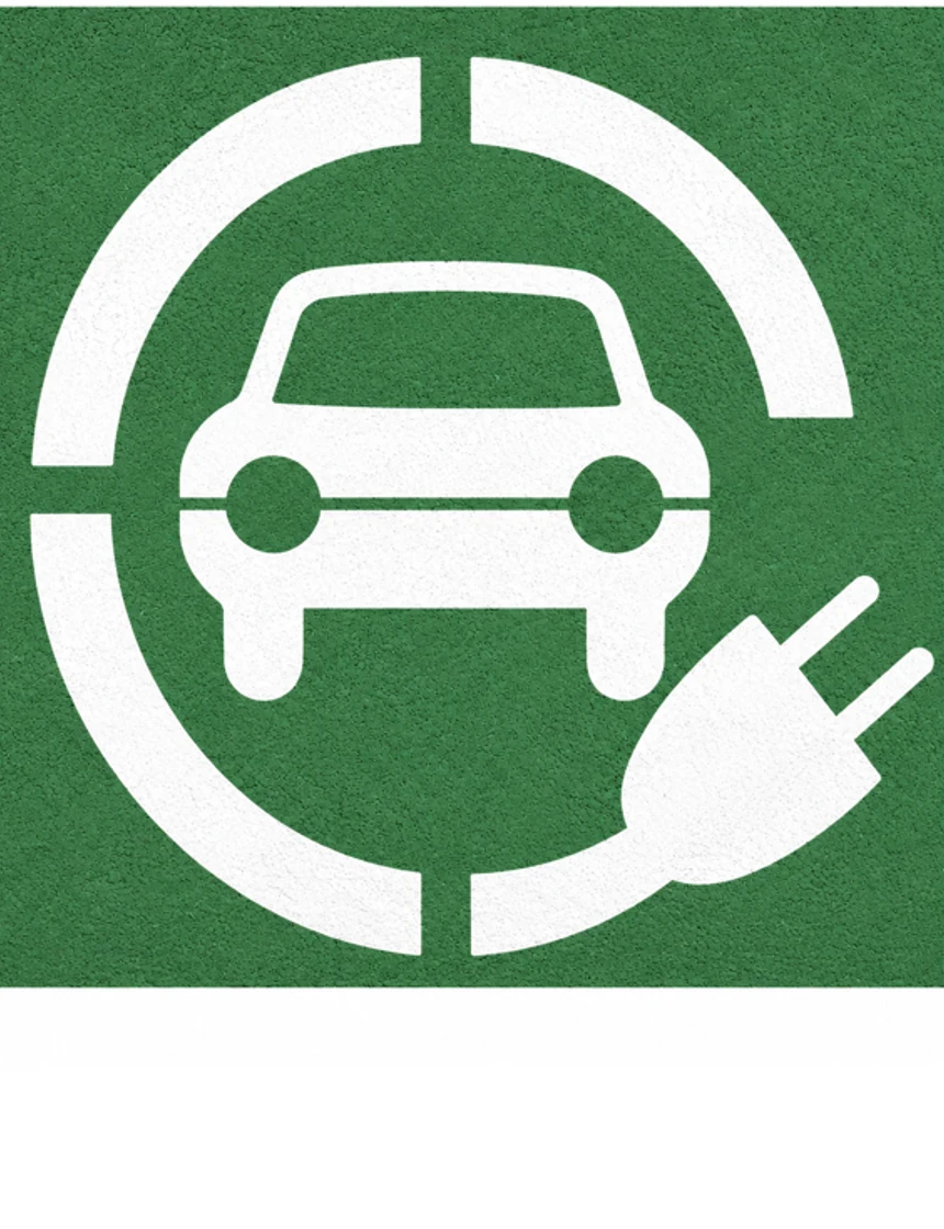 36\" EV Charging Station Car \u0026 Plug Stencil Only with 48\" Square Background Template