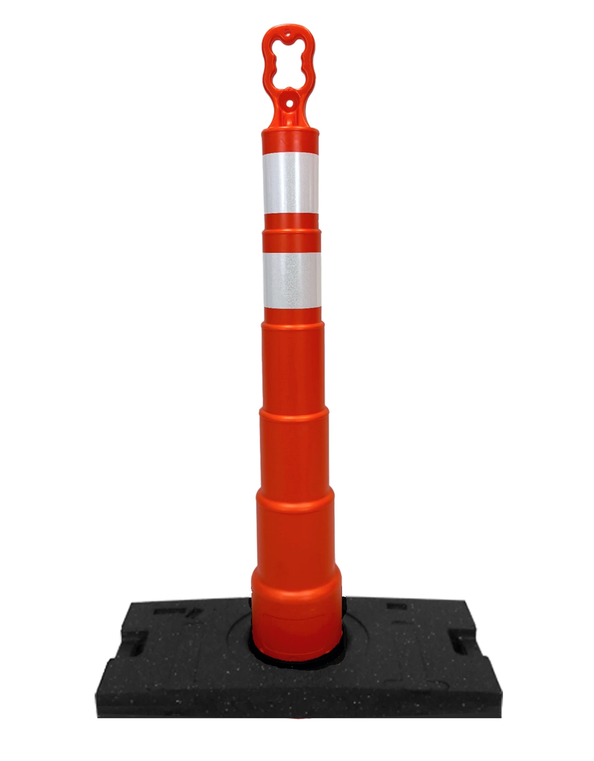 Orange 42\" Ez-Grab Channelizer, Two (2) 4\" EG Collars \u0026 30 lbs Base