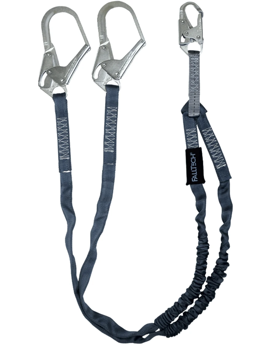 FallTech 6\u0027 Internal Energy Absorbing Lanyard, Double-leg with Steel Connectors