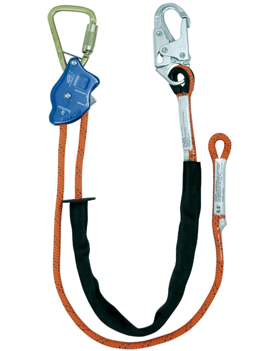 Falltech Tower Climber Rope Positioning Lanyard w/ Aluminum Adjuster w/ Steel Snap Hook \u0026 Carabiner