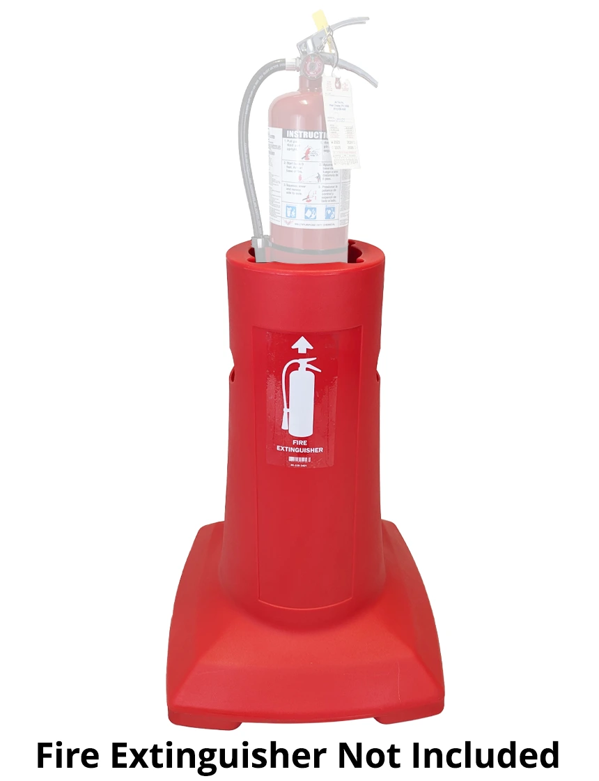 33\" Tall, Red Hdpe Plastic, Osha Compliant, Fire Extinguisher Stand w/ Single Color Graphic