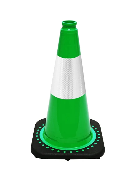 Green 18 inch JBC Black Base Traffic Cone with 6\" Reflective Collar