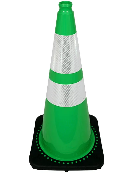 28\" Green Traffic Cone w/ 6\" \u0026 4\" Reflective Collars
