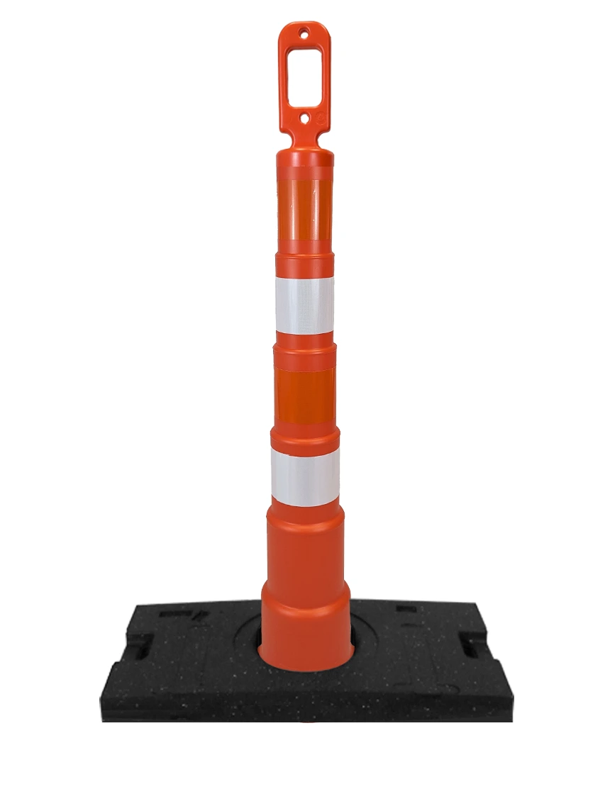 Cortina 42\" Grip-N-Go Orange Channelizer w/ Four (4) Engineer Grade (EG) Reflective Collars (Owow) \u0026 30 lbs Rubber Base