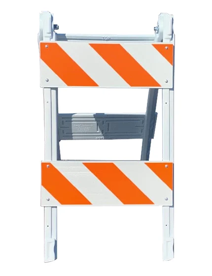 45\" H X 24\" W Folding Plastic MUTCD Type II Barricade w/High Intensity Sheeting | Single Color Graphic