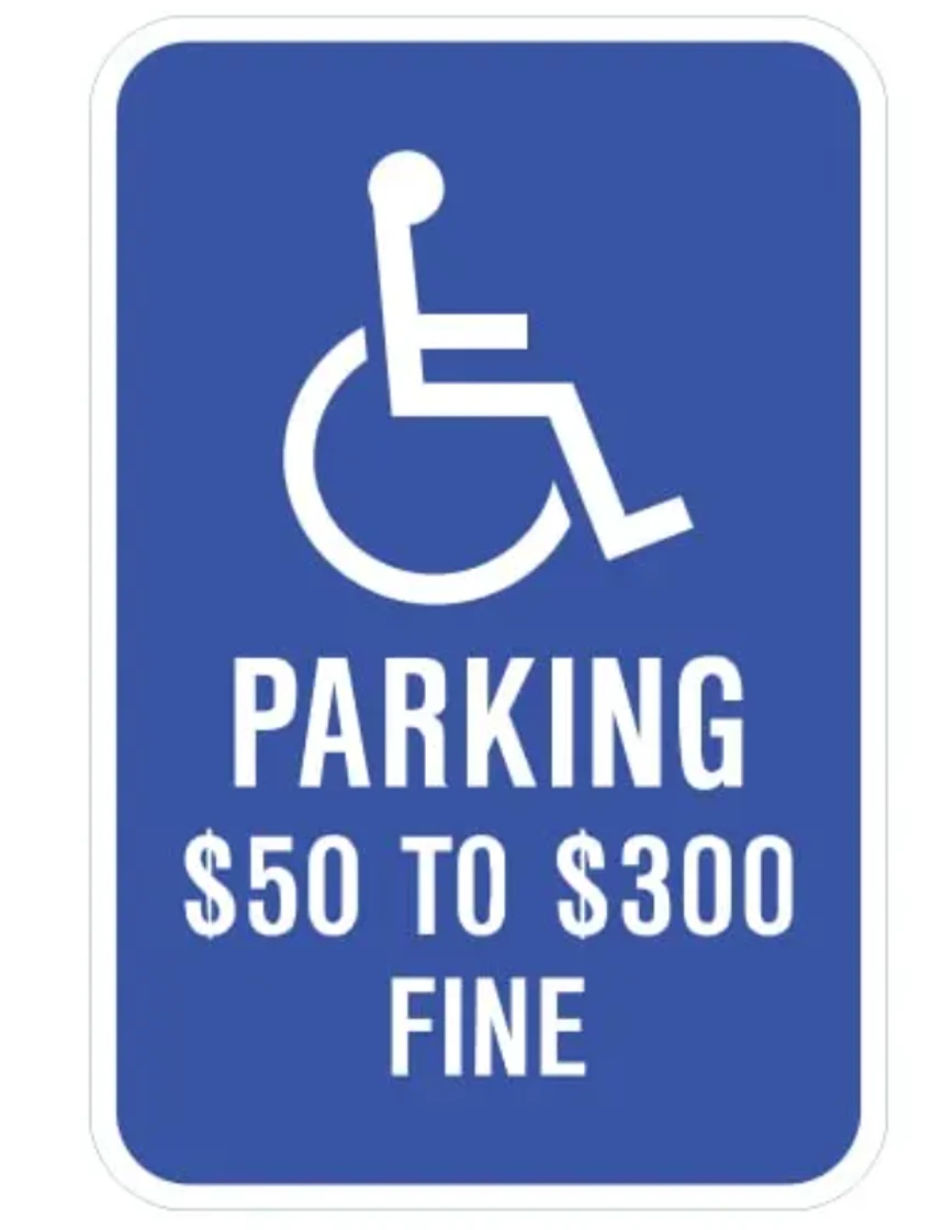 12\" X 18\" Handicap Symbol, Missouri Parking $50 to $300 Fine Sign 