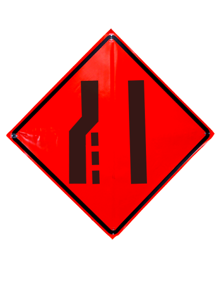 36\", Heavy Duty, Non-Reflective Roll Up Sign, Left Lane Ending Symbol