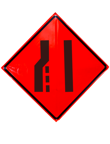 48\", Heavy Duty, Non-Reflective Roll Up Sign, Left Lane Ending Symbol