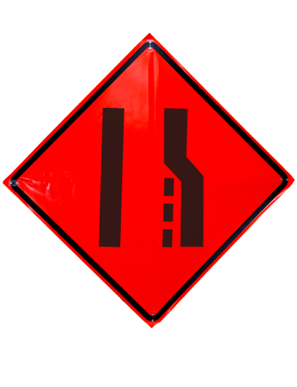 48\", Heavy Duty, Non-Reflective Roll Up Sign, Right Lane Ending Symbol