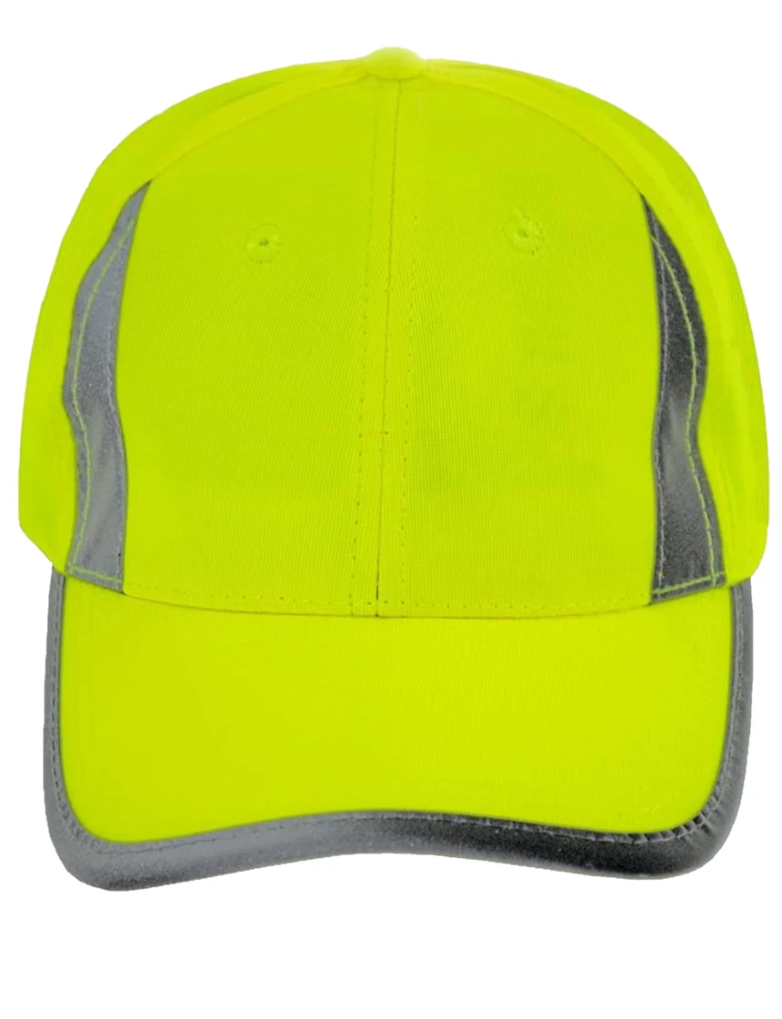 High Visibility Lime Baseball Cap with Reflective Trim