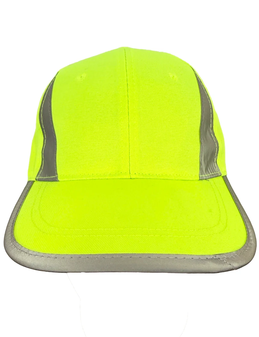 High Visibility Lime Baseball Cap with Reflective Trim