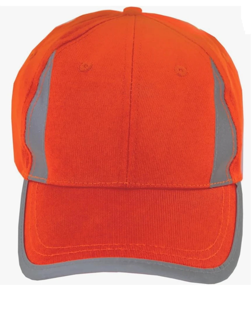High Visibility Orange Baseball Cap with Reflective Trim