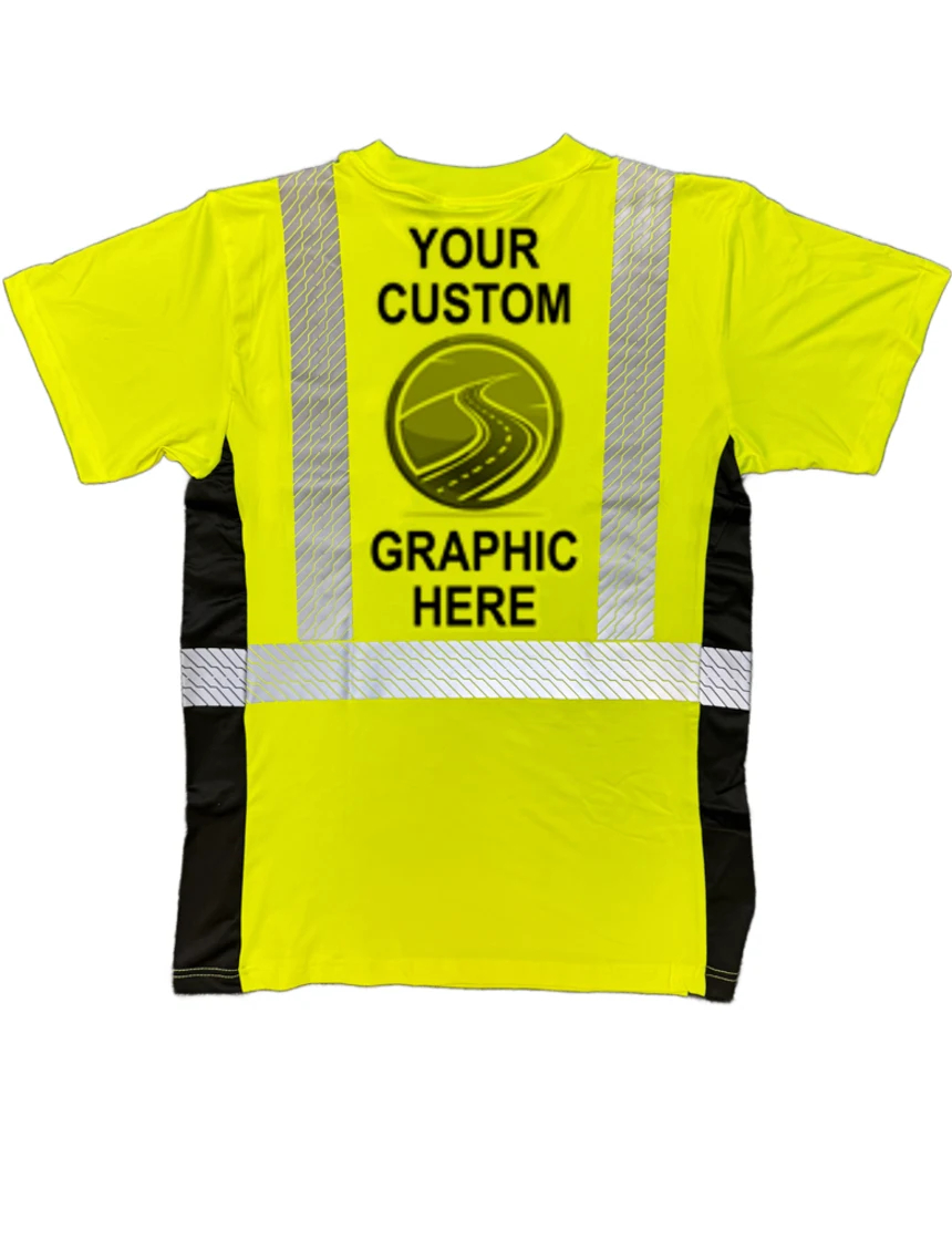 Liberty HiVizGard™ Lime Class 2 Short Sleeve T-Shirt w/Black Sides, 5XL with Single Color Custom Graphic