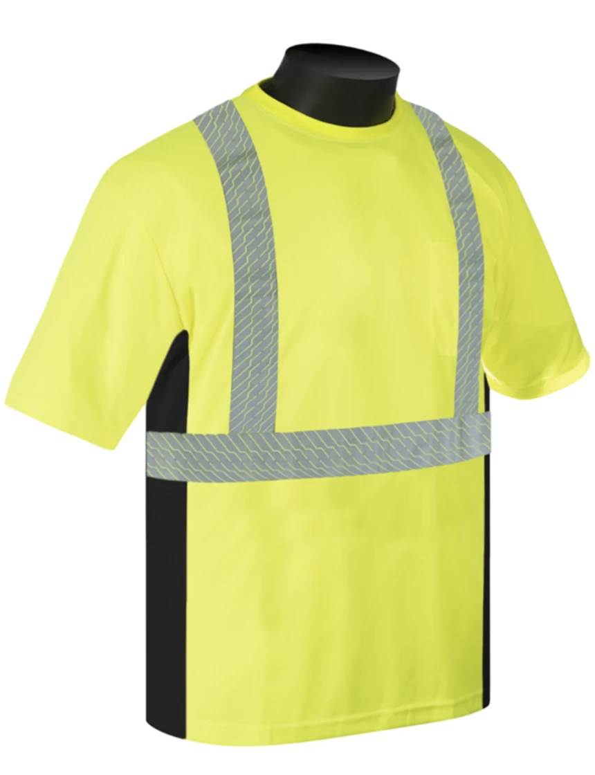 Liberty HiVizGard™ Lime Class 2 Short Sleeve T-Shirt w/Black Sides, Medium