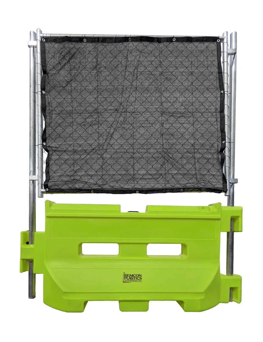 Green 36\" Construction Barricade w/ Onepro Fence Panel \u0026 Black Privacy Fence