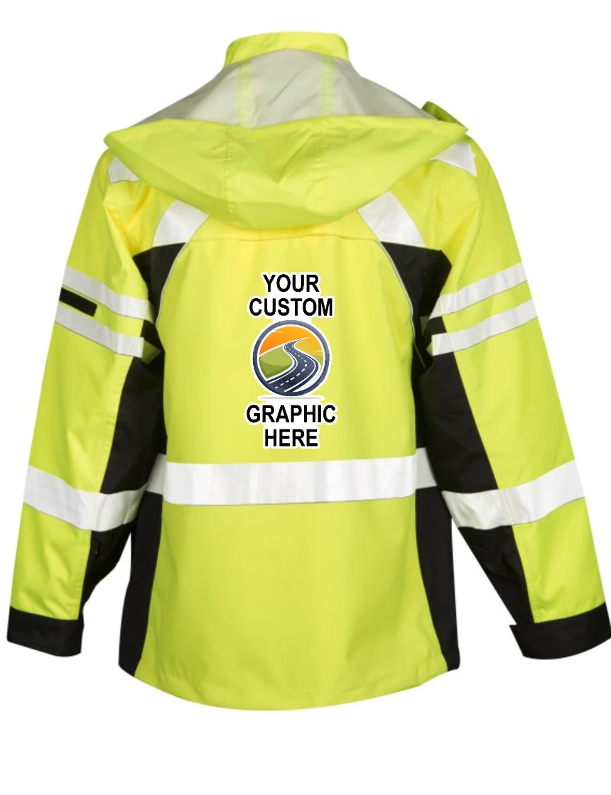 Kishigo, Premium Black Series, Lime,\"2-In-1\" Ripstop, Class 3 Winter Parka, Size: 3XL with Custom Full Color Graphic