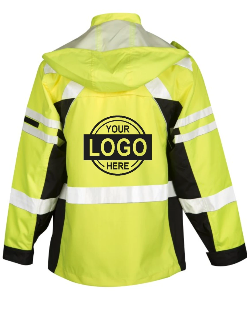 Kishigo, Premium Black Series, Lime,\"2-In-1\" Ripstop, Class 3 Winter Parka, Size: Large with Custom Single Color Graphic
