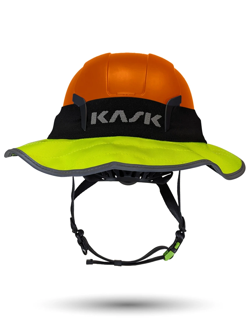 Orange KASK Zenith X2 ANSI Safety Helmet with 360-degree Sun Shield (Yellow Fluorescent)