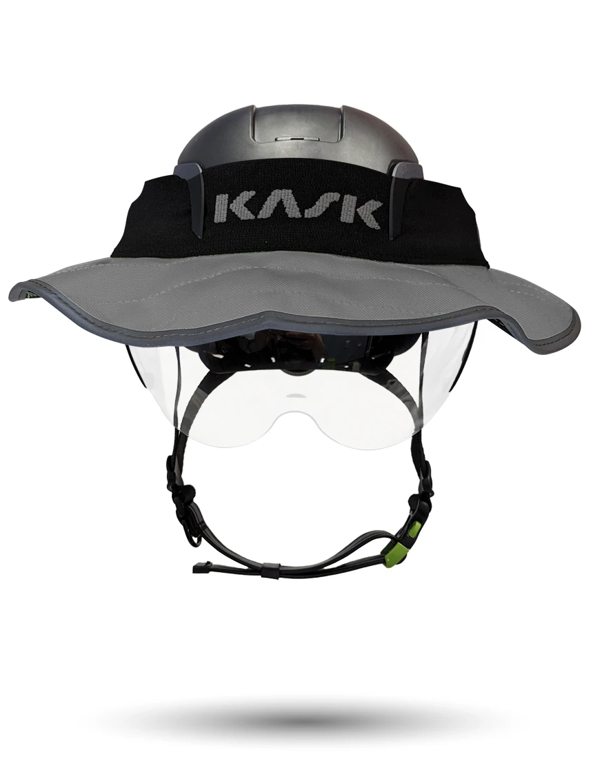 Black KASK Zenith X2 ANSI Safety Helmet with Half-Face Visor Kit (Clear) \u0026 360-degree Sun Shield (Anthracite Gray)