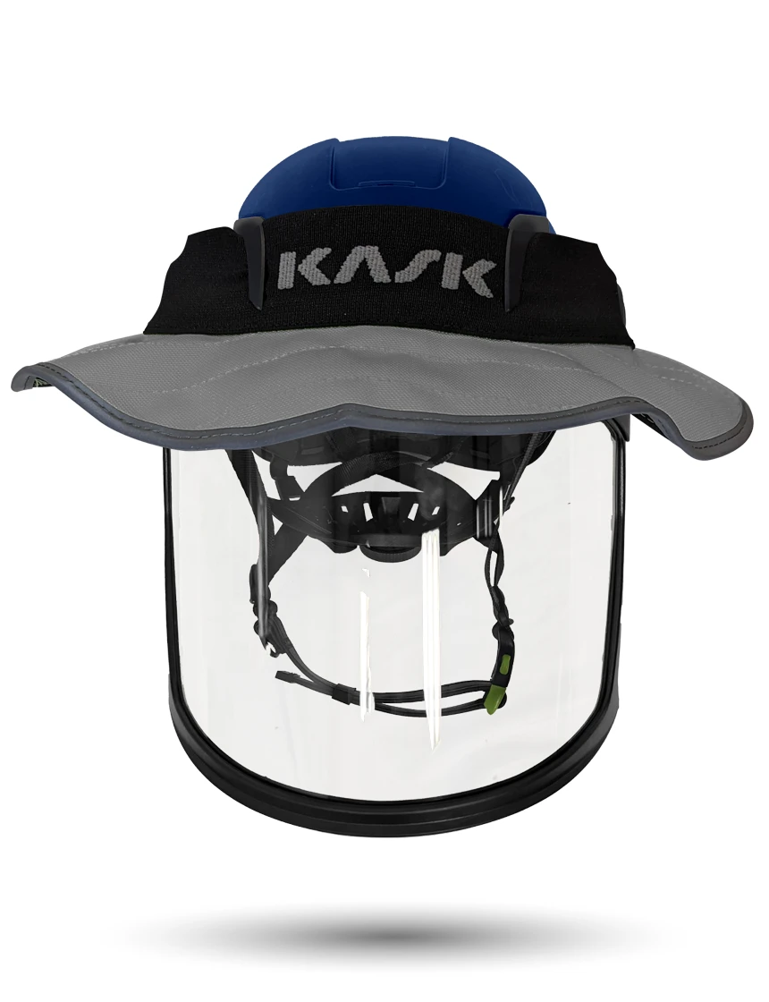 Blue Kask Zenith X2 ANSI Safety Helmet with Full-Face Visor Kit (Clear) \u0026 360-degree Sun Shield (Anthracite Gray)