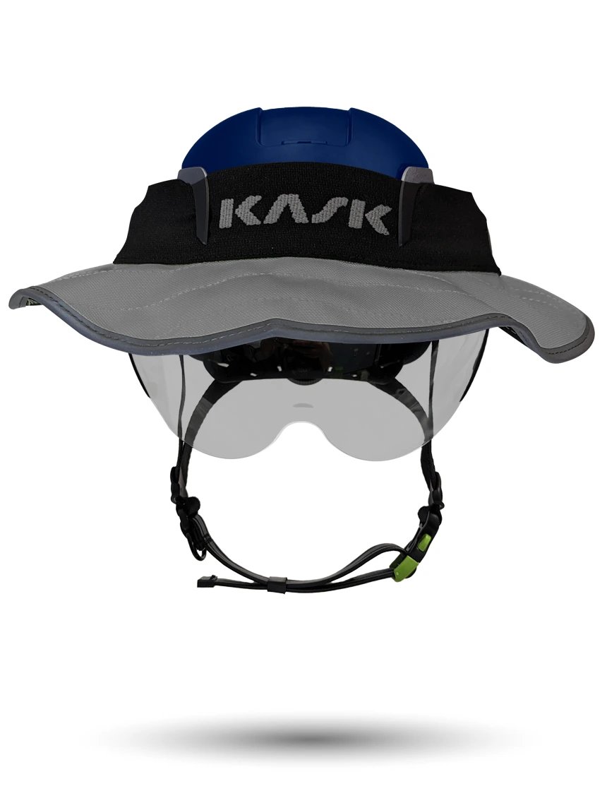 Blue Kask Zenith X2 ANSI Class E Safety Helmet w/ Half-Face Visor Kit (Silver Mirror) \u0026 360-Degree Sun Shield (Anthracite Gray)