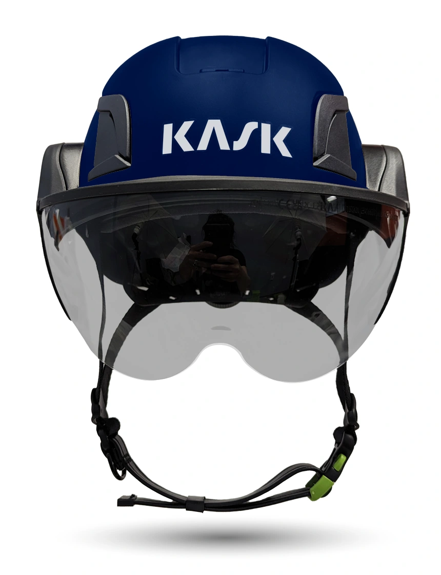 Blue Kask Zenith X2 ANSI Class E Safety Helmet w/ Half Face Visor Kit (Silver Mirror)