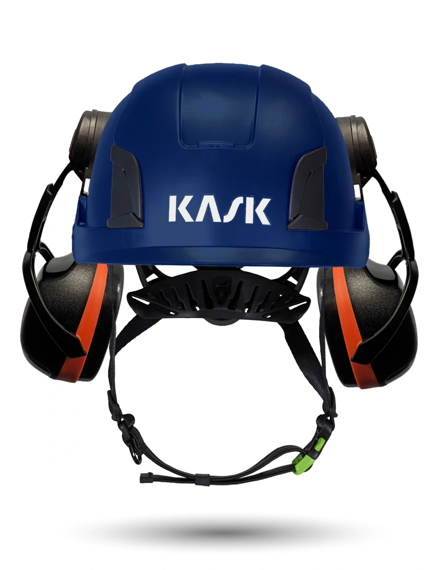 Blue Kask Zenith X2 ANSI Class E Safety Helmet w/ Orange Ear Muffs (High Noise Reduction - 29-31 Db)