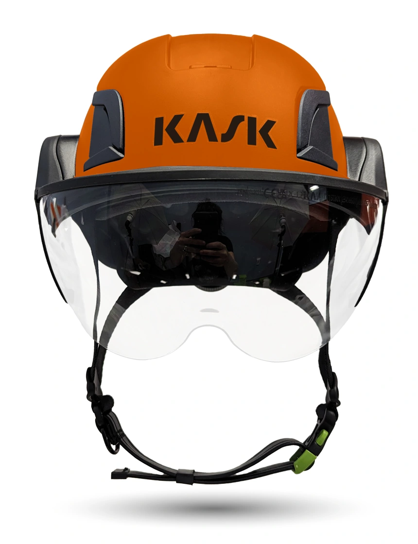 Orange KASK Zenith X2 ANSI Safety Helmet with Half Face Visor Kit (Clear)