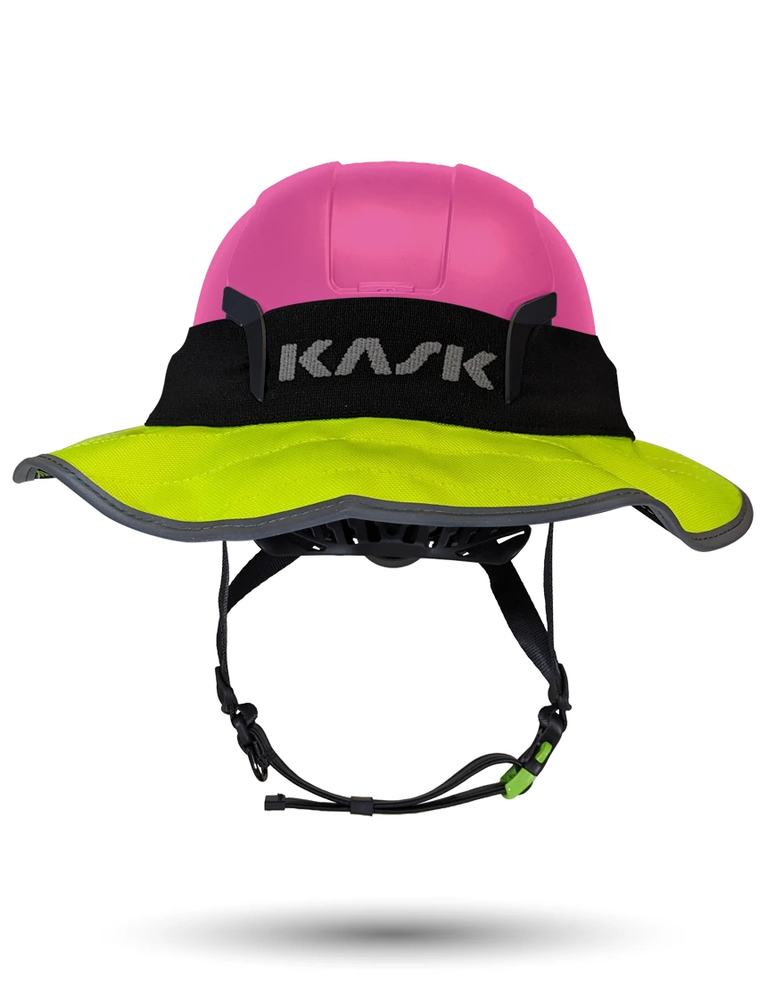Pink KASK Zenith X2 ANSI Safety Helmet with 360-degree Sun Shield (Yellow Fluorescent)