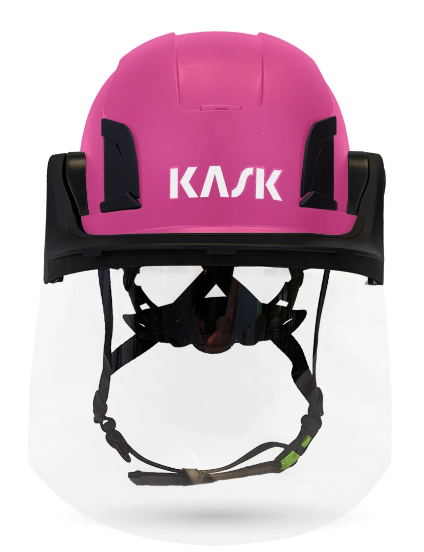 Pink KASK Zenith X2 ANSI Safety Helmet with Full Face Shield \u0026 Brim Kit (Clear)