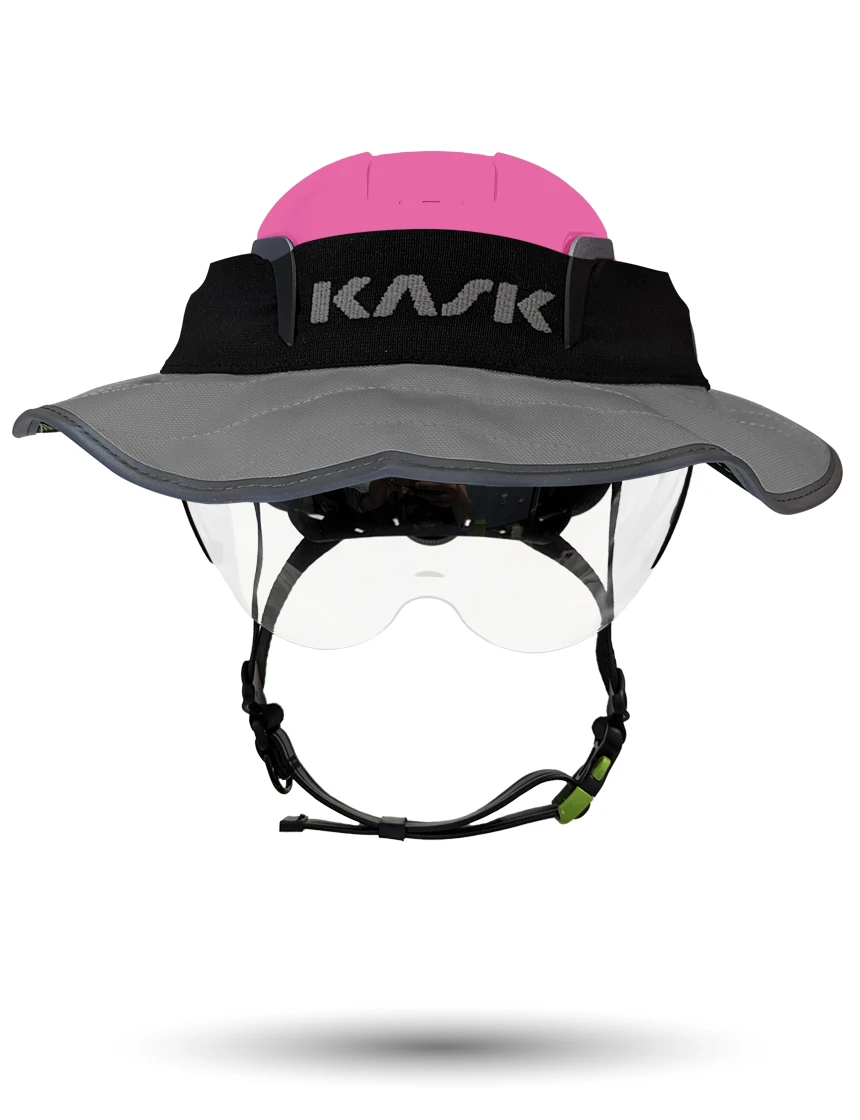 Pink Kask Zenith X2 ANSI Class E Safety Helmet w/ Half-Face Visor Kit (Clear) \u0026 360-Degree Sun Shield (Anthracite Gray)