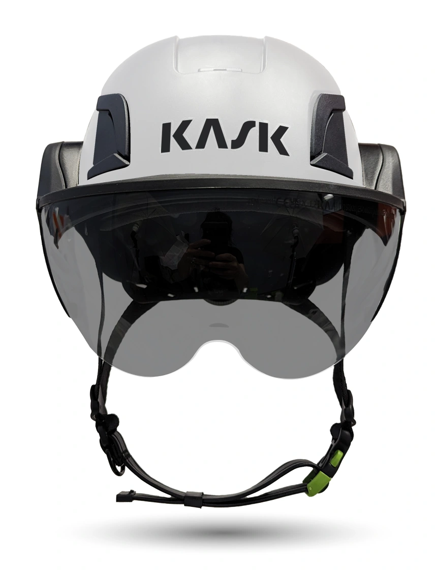 White KASK Zenith X2 ANSI Safety Helmet with Half Face Visor Kit (Smoke)