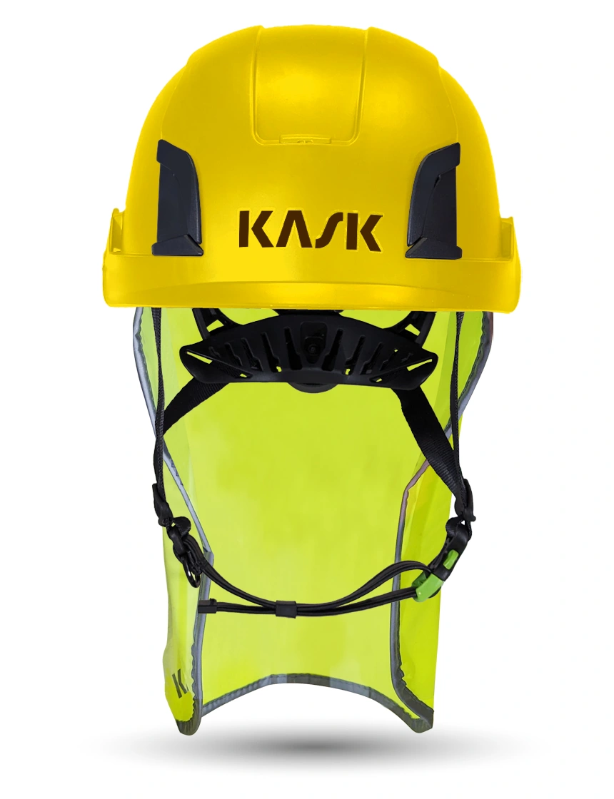 Yellow Kask Zenith X2 ANSI Safety Helmet with 10\" Neck Protector (Yellow Fluorescent)