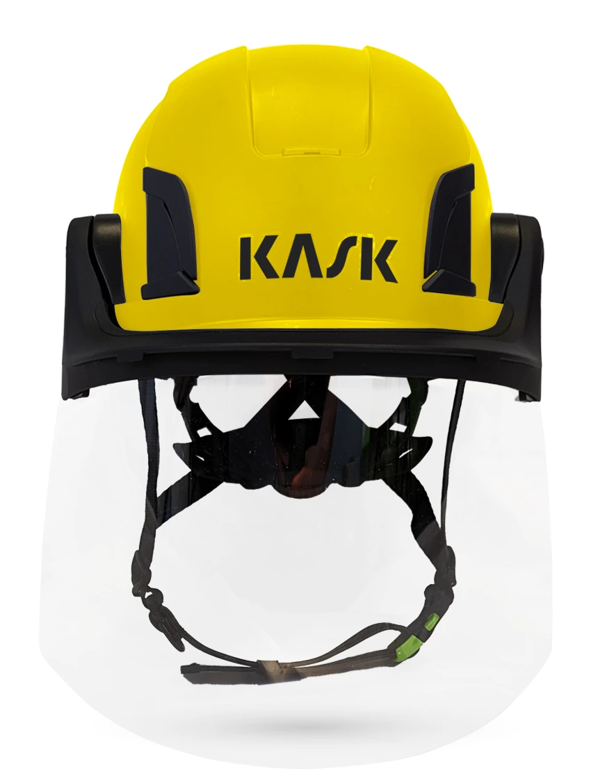 Yellow Kask Zenith X2 ANSI Safety Helmet with Full Face Shield \u0026 Brim Kit (Clear)