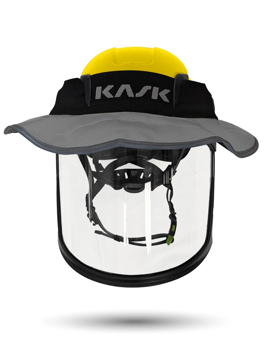 Yellow Kask Zenith X2 ANSI Safety Helmet with Full-Face Visor Kit (Clear) \u0026 360-degree Sun Shield (Anthracite Gray)