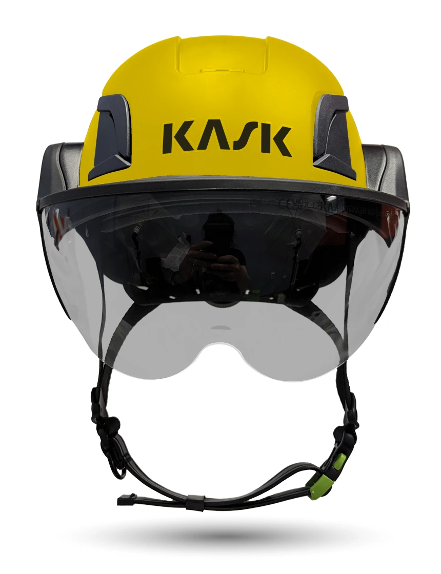 Yellow Kask Zenith X2 ANSI Safety Helmet with Half Face Visor Kit (Silver Mirror)