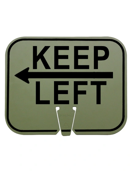 Keep Left w/ Arrow Clip On Sign Non Reflective Horizontal Olive Drab