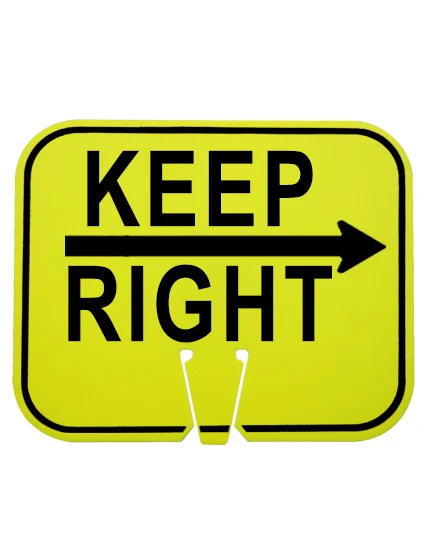 keep right with arrow clip on sign lime non reflective horizontal
