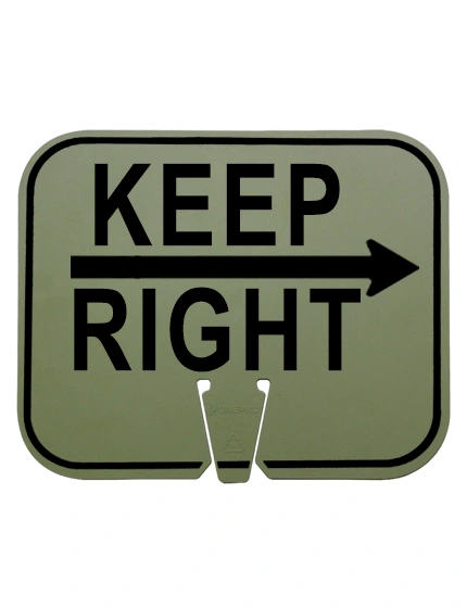 Keep Right w/ Arrow Clip On Sign Non Reflective Horizontal Olive Drab