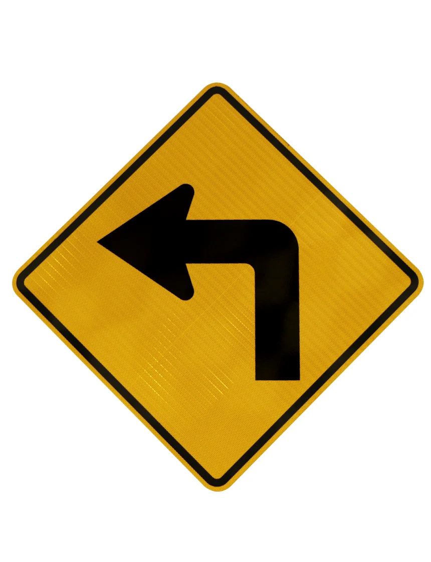 Left Turn Symbol Signs (W1-1L)