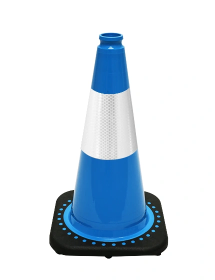 Light Blue 18 inch JBC Black Base Traffic Cone w/6\" Reflective Collar